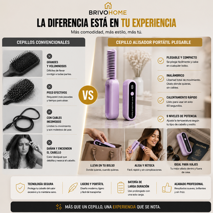 Cepillo Alisador Portátil y Plegable