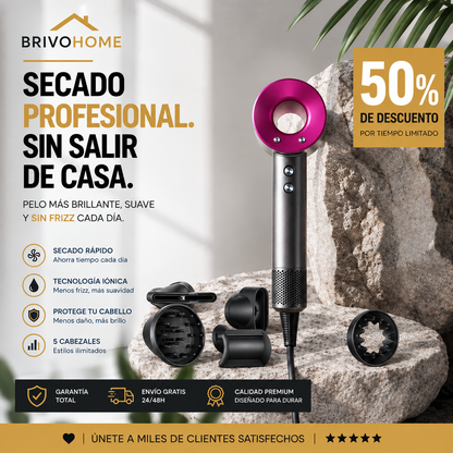 Secador de pelo profesional con accesorios magnéticos