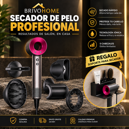 Secador de pelo profesional con accesorios magnéticos