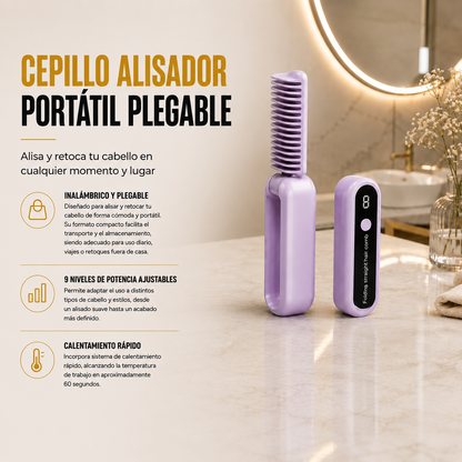 Cepillo Alisador Portátil y Plegable