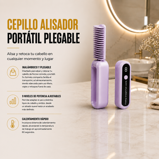 Cepillo Alisador Portátil y Plegable