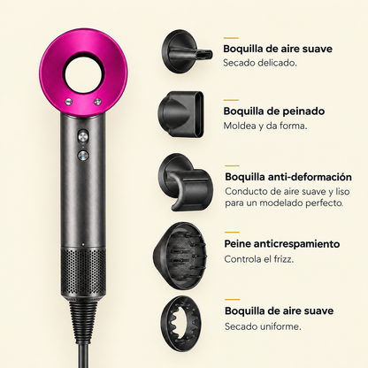 Secador de pelo profesional con accesorios magnéticos