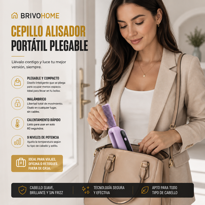 Cepillo Alisador Portátil y Plegable
