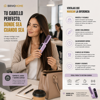 Cepillo Alisador Portátil y Plegable